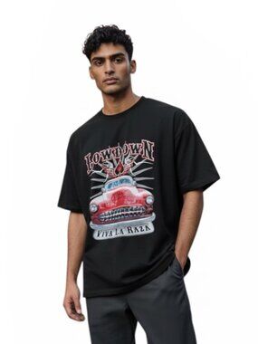 Low Down Cholo Viva La Raza Black Men Size X-Large T-Shirt Lowrider Delta Vtg